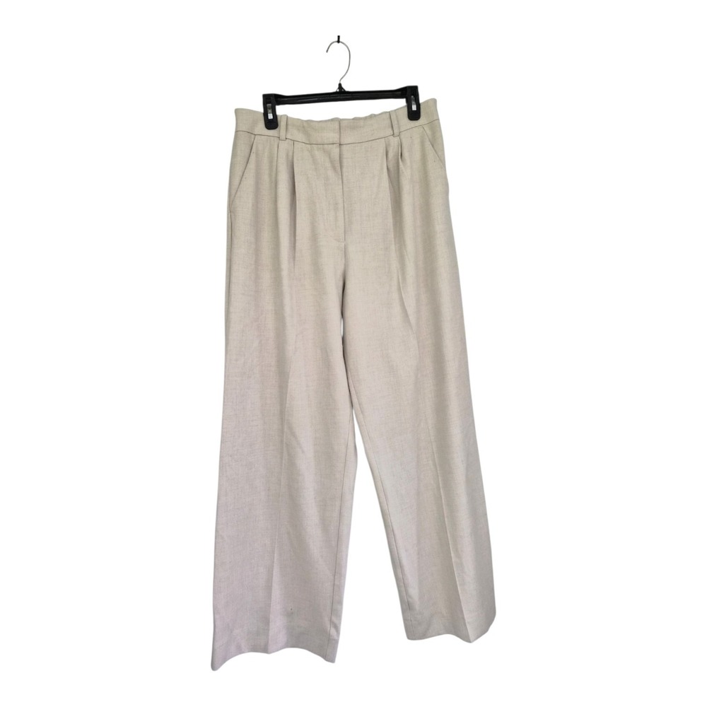Abercrombie & Fitch Sloane Trousers 12 31 Beige High Rise Wide Leg Pleated Pants